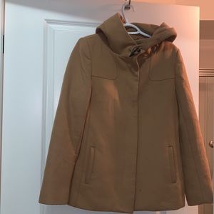 Babaton Wool-Cashmere Tan Pea Coat (Large)